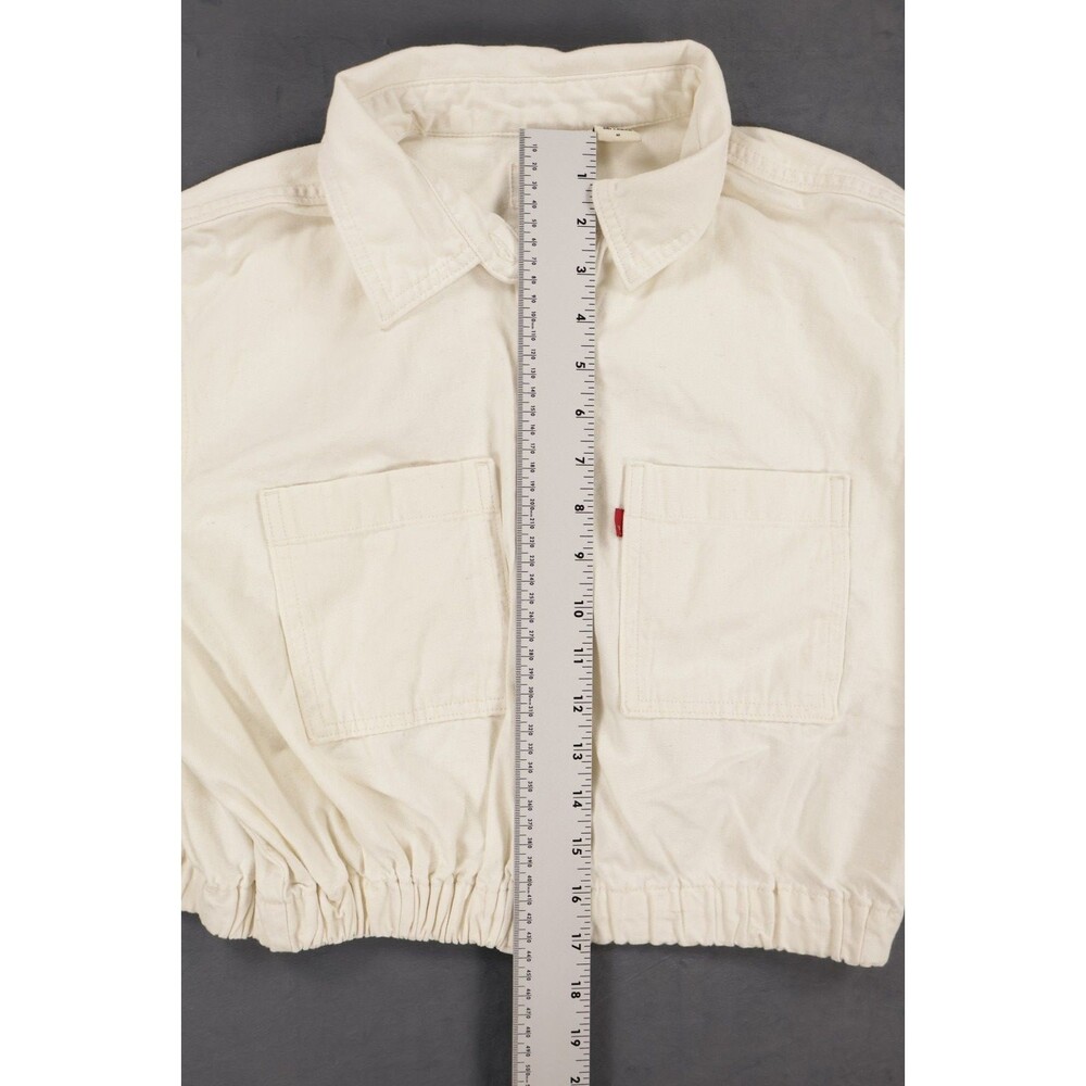 Levis Womens Medium Cream Off White Cropped Utility Jacket Shirt A1900-0001 M - Picture 8 of 10